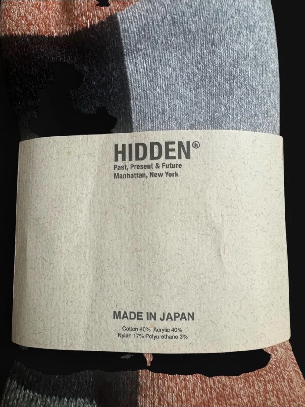 HIDDEN NY PATCHWORK MADE IN JAPAN SOCKS CLAY/GREY ONE SIZE NWT